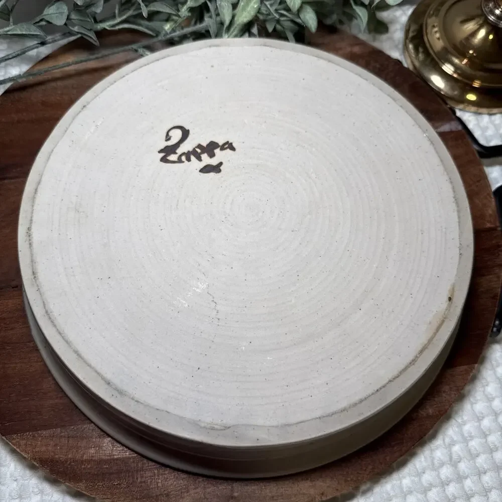 VTG Signed Studio Pottery Stoneware Covered Casserole Dish 9” Handmade Lidded